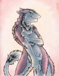 anthro biped black_body black_fur breasts female fur looking_at_viewer nude shy solo standing tail ruaidri krysune mammal murgal sergal