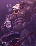 abs anthro balls barazoku beverage biceps big_balls big_muscles big_penis blush blush_lines bodily_fluids bone clothing coffee coffee_cup coffee_mug container cum cum_in_mouth cum_inside cup drinking drinking_cum dripping erection flexing flexing_bicep foreskin genital_fluids genitals glans hand_on_hip horn humanoid_genitalia humanoid_penis looking_at_viewer male muscular muscular_anthro muscular_male muscular_thighs navel nipple_dip nipple_piercing nipples nude pecs penis piercing precum precum_drip presenting presenting_penis raised_arm serratus simple_background skull skull_head solo sweat thong triceps underwear vein veiny_muscles veiny_penis inayurinko the_ancient_magus_bride elias_ainsworth demon monster hi_res