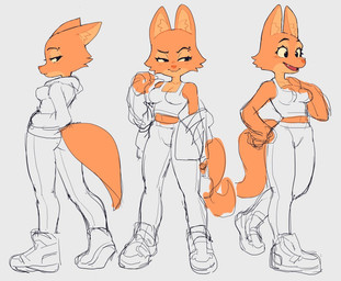 anthro biped bottomwear breasts clothed clothing eyebrow_piercing eyebrows eyelashes facial_piercing female footwear front_view fully_clothed fur grey_background jacket medium_breasts multiple_poses narrowed_eyes open_mouth orange_body orange_fur pants piercing pose rear_view shirt shoes simple_background solo tail tank_top three-quarter_view topwear white_background slammo dreamworks the_bad_guys diane_foxington canid canine fox mammal 2022 flat_colors full-length_portrait partially_colored portrait sketch