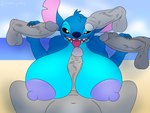 anthro aroused beach big_breasts black_sclera blue_body breasts crossgender faceless_character faceless_male female genitals group group_sex handjob male male/female nude penile penis sex sex_on_the_beach sharp_teeth teeth tongue tongue_out punch_pubby disney lilo_and_stitch anon stitch_(lilo_and_stitch) alien experiment_(lilo_and_stitch) 4:3 hi_res