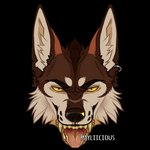 1:1 alpha_channel anthro artist_name black_nose brown_body brown_fur canid cheek_tuft ear_piercing ear_ring facial_tuft fangs fur headshot_portrait inner_ear_fluff looking_at_viewer low_res male mammal narrowed_eyes no_sclera open_mouth piercing portrait rayliicious red_tongue ring_piercing simple_background solo teeth tongue tongue_out transparent_background tuft white_body white_fur white_inner_ear_fluff yellow_eyes