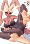 anthro big_breasts breasts brown_body brown_fur camel_toe clothing feet female fur huge_breasts navel_outline raised_leg simple_background solo spread_legs spreading tan_body tan_fur thick_thighs wide_hips rz54 nintendo pokemon generation_6_pokemon lagomorph mammal mega_evolution mega_lopunny pokemon_(species) absurd_res hi_res reference_image