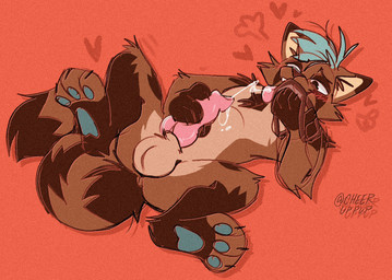 anthro balls blush bodily_fluids cum cum_in_mouth cum_inside cum_on_tongue ejaculation excited genital_fluids genitals jockstrap_on_face jockstrap_sniffing knot knotted_penis lying male masturbation musk on_back paws penis solo stroking_penis tail tongue cheeruppup rahm mammal procyonid raccoon hi_res
