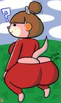 anthro big_butt bouncing_butt bubble_butt butt butt_cleavage clothing crouching exercise female freckled_butt freckles looking_at_viewer looking_back solo tight_clothing workout workout_clothing klutzatdusk animal_crossing nintendo lottie_(animal_crossing) mammal mustelid otter hi_res