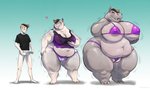 anthro base_one_layout basic_sequence blush body_size_growth bra breast_growth breasts brown_hair clothed clothing female gender_transformation genitals grey_body growth hair heart_symbol human_to_anthro linear_sequence male mtf_transformation navel nipple_outline one_row_layout outfit_change overweight overweight_female pussy pussy_floss shirt simple_background size_transformation smile solo species_transformation standing three_frame_image three_frame_sequence topwear transformation transformation_sequence underwear weight_gain wide_hips gillpanda varky common_hippopotamus hippopotamid human mammal 2020 hi_res sequence