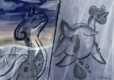 >-< after_vore bestiality bone cloud disposal duo eyes_closed eyewear feces female feral flippers glasses horn human_on_feral interspecies larger_female larger_feral looking_back male nude pooping shell size_difference skull sky smaller_human smaller_male smile swallowing tail text vore water scottglass nintendo pokemon generation_1_pokemon human lapras mammal pokemon_(species) 2024 artist_name hi_res
