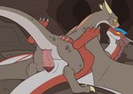 animal_genitalia bodily_fluids broken_horn burn_scar cave claws cloaca cloaca_juice cloaca_juice_on_penis cloacal cloacal_penetration cowgirl_position duo female female_on_top female_penetrated feral feral_on_feral flapping_wings frill_(anatomy) from_front_position genital_fluids genitals grey_body hand_on_butt horn intraspecies legs_up long_tail male male/female male_on_bottom male_penetrating male_penetrating_female on_bottom on_top penetration penile penile_penetration penis penis_in_cloaca raised_tail red_body scar sex smile spots tail tailbutt thick_tail wings yellow_eyes ahatas mythology elizabeth_(ahatas) taslin_(character) dragon mythological_creature mythological_scalie scalie 2d_animation animated frame_by_frame hi_res