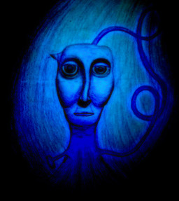 1_horn ambiguous_gender brass_instrument bugle creepy front_view horn horror_(theme) humanoid_face looking_at_viewer musical_instrument short_horn small_horn solo wind_instrument avargus777 cartoon_network courage_the_cowardly_dog bugle_monster_(courage_the_cowardly_dog) monster 2021 black_and_blue hi_res