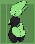 alternate_form anthro big_butt black_clothing blush blush_lines bodysuit butt clothing crossed_arms ellipsis embarrassed frill_(anatomy) green_body kathre_(modern) looking_away male skinsuit solo tight_clothing tight_fit adumbkobold kathre kobold scalie hi_res