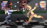 anthro chasing machine motion_blur running speed five_nights_at_freddy's five_nights_at_freddy's_2 scottgames cupcake_(fnaf) jeremy_fitzgerald toy_chica_(fnaf) animatronic avian bird chicken galliform gallus_(genus) human mammal phasianid robot digital_media_(artwork) hi_res