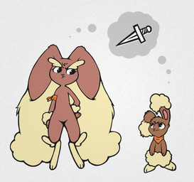 angry anthro dagger female frowning_at_another glaring_at_another hand_on_hip hand_on_own_hip kerchief male melee_weapon scruffy simple_background textured_background thought_bubble weapon caffeinerabbit nintendo pokemon pokemon_mystery_dungeon spike_chunsoft benji_(caffeinerabbit) latte_(caffeinerabbit) buneary generation_4_pokemon lopunny pokemon_(species) colored hi_res