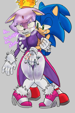anthro anthro_on_anthro blush bodily_fluids breast_grab breasts clothed clothing duo ejaculation embarrassed female female_anthro fingering fire flaming_hair footwear from_behind_position genital_fluids grey_background hand_between_legs hand_on_breast heart-shaped_pupils heart_symbol hero high_heels interspecies looking_pleasured male male/female male_anthro orgasm_face princess pseudo_hair royalty sex shoes simple_background smile standing tears text vaginal vaginal_fingering vaginal_fluids vaginal_squirting nicole_chees sega sonic_the_hedgehog_(series) blaze_the_cat sonic_the_hedgehog domestic_cat eulipotyphlan felid feline felis hedgehog mammal absurd_res hi_res