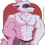 1:1 abs anthro biceps canid canine canis clothed clothing death_(puss_in_boots) digital_media_(artwork) dreamworks english_text fizzyjay fur grey_body grey_fur hi_res lgbt_pride looking_at_viewer male mammal muscular muscular_anthro muscular_male pecs pride_color_clothing pride_color_underwear pride_colors puss_in_boots_(dreamworks) rainbow_pride_colors red_eyes simple_background six-stripe_rainbow_pride_colors smile solo super_gay teeth text text_on_clothing text_on_underwear underwear undressing wolf