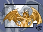 4:3 anthro ardent blowup_background breasts dragon female hair horn membrane_(anatomy) membranous_wings mythological_creature mythological_scalie mythology nipples non-mammal_breasts non-mammal_nipples nude scalie simple_background solo srklmsama tail wallpaper wings