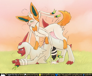 alternate_color alternate_species anal anal_penetration animal_genitalia animal_penis blush bodily_fluids canine_genitalia canine_penis claws cloud cum cumshot doggystyle duo ejaculation erection feral from_behind_position fur genital_fluids genitals grass_field heart_eyes heart_symbol horn looking_pleasured male male/male male_penetrated male_penetrating male_penetrating_male open_mouth orgasm penetration penile penis ribbonjob sex sky smile tail text tongue tongue_out white_body rymherdier nintendo pokemon artemis_the_absol fan_character kyanto absol eeveelution generation_3_pokemon generation_6_pokemon mammal pokemon_(species) shiny_pokemon sylveon digital_media_(artwork) english_text url maleherm_(lore)