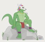 4_toes anthro balls barely_visible_balls barely_visible_genitalia bottomwear clothed clothing escase escaso feet genitals green_balls loincloth male outside semi-anthro skimpy solo toes kirowatermelon terraria witch_doctor_(terraria) lihzahrd lizard reptile scalie absurd_res hi_res