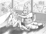 anthro bottomwear city cityscape clothed clothing duo fur high_school_student japanese laugh male male/male muscular muscular_male open_mouth plant romantic romantic_couple rooftop school shorts sitting slice_of_life smile tree taiga_took tennis_ace shoichi_urata yuuichi_michimiya akita canid canine canis domestic_dog husky mammal nordic_sled_dog shiba_inu siberian_husky spitz 4:3 absurd_res clip_studio_paint_(artwork) comic digital_media_(artwork) hi_res monochrome