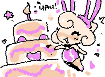 biped birthday_cake bunny_costume cake candle chibi clothed clothed_female clothed_humanoid clothing costume dessert emanata exclamation_point eyelashes eyes_closed fake_ears fake_rabbit_ears fake_rabbit_tail fake_tail featureless_hands female female_humanoid fire food midair noseless not_furry open_mouth open_smile playboy_bunny playboy_outfit pseudo_hair simple_background smile solo squigglevision tan_body text white_background ligma_(artist) tamagotchi humanoid pianitchi tamagotchi_(species) 2025 animated digital_media_(artwork) flat_colors low_res wigglypaint_(artwork)