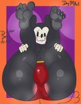 anthro anus big_butt black_body blush bulge butt clothing day74art disney feet feet_up heart_tail hi_res holding_both_legs huge_butt male mammal mickey_mouse mouse murid murine musk musk_clouds pink_anus rodent simple_background solo tail underwear