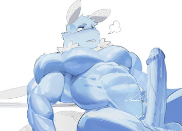 abs anthro barazoku big_muscles big_pecs big_penis blue_body bodily_fluids foreskin genital_fluids genitals humanoid_genitalia humanoid_penis male muscular muscular_male navel nude pecs penis precum simple_background sitting solo unretracted_foreskin white_background fluffedwings lionel_(fluffedwings) arthropod insect lepidopteran moth