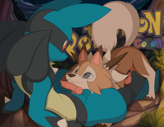3_toes animal_genitalia animal_penis anthro anthro_on_feral balls bestiality black_body black_fur blue_body blue_eyes blue_fur canine_genitalia canine_penis claws duo eye_contact feet feral foot_fetish foot_play footjob forest fur genitals knot looking_at_another male male/male mountain night nude outside pawpads penile penis pink_pawpads plant red_eyes sex sheath spikes tan_body tan_fur text toe_claws toes tree two-footed_footjob white_body white_fur yellow_body yellow_fur conditional_dnp tricksta nintendo pokemon canid canine generation_4_pokemon generation_7_pokemon lucario lycanroc mammal midday_lycanroc pokemon_(species) 2018 absurd_res english_text hi_res