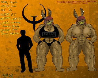 abs anthro biceps big_breasts breasts clothing crop_top duo ear_piercing facial_piercing female gem genitals glistening glistening_body hair hair_over_eyes head_tilt huge_breasts larger_female looking_at_viewer male male/female muscular muscular_anthro muscular_female nose_piercing nose_ring pearl_(gem) piercing red_hair ring_piercing shirt size_difference smaller_male smile smiling_at_viewer teeth text thick_thighs topwear vulva wide_hips wide_stance yellow_teeth m4n microsoft nine_inch_nails quake anon hare human humanoid lagomorph leporid mammal rabbit 5:4 absurd_res english_text hi_res model_sheet
