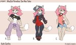 anthro breasts clothed clothing eyebrows eyelashes feet female fingers green_eyes hair pink_hair solo toes longdanger domestic_cat felid feline felis mammal 2020 digital_media_(artwork)