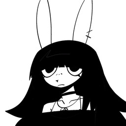 ambiguous_gender anthro bangs black_clothing black_hair choker clothed clothed_anthro clothing ear_piercing hair jewelry mouth_closed necklace piercing simple_background solo white_background white_body white_ears xarop77 enid_(xarop77) lagomorph leporid mammal rabbit 1:1 2025 black_and_white bust_portrait digital_drawing_(artwork) digital_media_(artwork) hi_res monochrome portrait