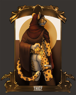 5_fingers anthro biped bottomless bottomless_anthro bottomless_male butt claws cloak clothed clothing dagger fantasy finger_claws fingers furgonomic_headwear furgonomic_hood furgonomics gloves hand_behind_back handwear holding_dagger holding_key holding_melee_weapon holding_object holding_weapon hood key looking_back male male_anthro markings melee_weapon nude orange_body rear_view shoulder_guards simple_background smile solo spots spotted_body spotted_markings spotted_tail standing tail tail_markings text weapon whiskers fek mammal 4:5 english_text hi_res