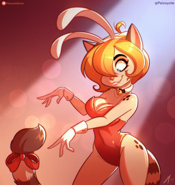 accessory anthro bell bell_collar blue_eyes bow_ribbon breasts bunny_costume clothing collar collarbone costume ear_piercing eyebrows eyelashes fake_ears fake_rabbit_ears fangs female fur furgonomics glistening gloves hair handwear leotard markings mole_(marking) mole_on_breast mole_under_eye piercing ribbons ring_(marking) ringed_tail short_hair smile solo spots striped_markings striped_tail stripes tail tail_accessory tail_bow tail_markings tail_ribbon teeth psicoyote cassandra_(psicoyote) domestic_cat felid feline felis mammal 2023 hi_res