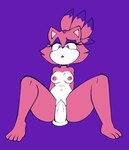 barefoot breasts clitoris dildo eyeshadow feet female fur genitals looking_at_viewer makeup masturbation navel nipples nude pussy red_body red_fur sex_toy simple_background solo toes vaginal vaginal_masturbation monamania sega sonic_the_hedgehog_(series) blaze_the_cat domestic_cat felid feline felis mammal absurd_res hi_res