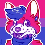 ambiguous_gender anthro bisexual_pride_colors circle_eyebrows collar ear_piercing eyebrows gauged_ear head_tuft kerchief lgbt_pride neckerchief neckwear open_mouth open_smile outline piercing plug_(jewelry) pride_color_background pride_color_palette pride_colors simple_background smile snout solo teeth tongue tuft white_outline cloudpie conditional_dnp lgbt_pride_month canid canine canis domestic_dog mammal 1:1 2021 bust_portrait clip_studio_paint_(artwork) digital_drawing_(artwork) digital_media_(artwork) icon portrait restricted_palette