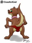 anthro blush brown_body brown_fur bulge clothed clothing collar fangs fur green_eyes looking_back male panties simple_background skimpy solo standing tan_body tan_fur teeth tongue topless underwear undressing white_background doesnotexist bryce_daeless eurasian_otter lutra mammal mustelid otter river_otter 2017 digital_media_(artwork) hi_res signature