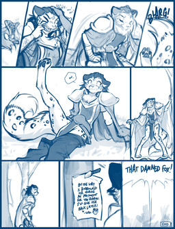 angry anthro armor blue_border body_sharing border bottomwear bottomwear_around_one_leg bottomwear_down clothed clothing clothing_around_one_leg dialogue digitigrade fluffy fluffy_tail knife one_eye_closed outside pants pants_around_one_leg pawpads pelvic_curtain raised_leg sitting solo standing tail text conditional_dnp tom_fischbach twokinds adira_riftwall keiren_(twokinds) felid keidran mammal pantherine snow_leopard 2025 blue_and_white comic english_text monochrome sketch