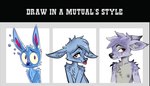 anthro black_nose blue_body blue_fur blue_inner_ear_fluff blue_nose ears_down fur grey_body grey_fur grey_inner_ear_fluff head_tuft inner_ear_fluff looking_at_viewer male pivoted_ears purple_body purple_fur red_eyes red_tongue smile snout solo style_emulation tongue tongue_out tuft ljrmr blue_(ljrmr) deer mammal 2020 digital_drawing_(artwork) digital_media_(artwork) flat_colors hi_res multiple_images paint_tool_sai_(artwork) shaded nonbinary_(lore)