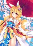 animal_ears blonde_hair blush breasts canine detached_sleeves dress female flower flower_in_hair fox fox_ears fox_tail foxgirl fred0092 hair hair_ornament hi_res human japanese_clothing looking_at_viewer mammal multiple_tails ran_yakumo short_hair smile solo touhou umbrella yellow_eyes
Rating: Safe
Score: 1
User: AnacondaRifle
Date: March 07, 2014