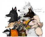 2016 aardwolf adam_bryce_thomas african_golden_wolf al_(weaver) ambiguous_gender anneke_(weaver) anthro avo_(weaver) badger betty_(weaver) bovid bread burger bust_portrait canid canine canis caprine charlie_(weaver) cheese cheese_singles cigarette clothed clothing colored dairy_products digital_media_(artwork) disney domestic_sheep egyptian_wolf english_text eyes_closed fan_character female food fox frown fur group group_picture hair half-length_portrait hyena laugh lettuce male mammal marty_(weaver) meat mustelid musteline open_mouth ozzy_(weaver) pack_street plant portrait remmy_cormo retsofnoraa sheep sibling_(lore) side_view simple_background smile smoke smoking standing stoat striped_hyena t_rex_(weaver) teeth text tongue true_musteline twins_(lore) vegetable weasel white_background wolf wolter_(weaver) zootopia