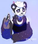 ambiguous_gender anthro blush clothed clothing collar ear_piercing fur hair looking_at_viewer piercing smile solo grungecandy bear giant_panda mammal