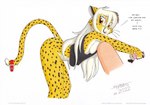 anthro bottomless breasts butt cellphone clothed clothing collar electronics female hair long_hair no_underwear phone raised_tail shirt side_boob smartphone solo tail tank_top toony topwear tirashanks_(artist) vanilla_(tirashanks) cheetah felid feline mammal