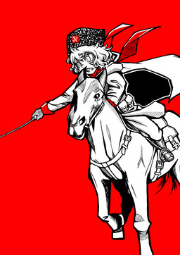 ambiguous_gender ammo_pouch angry anime_style biped boots buckle cape cavalry charge clenched_teeth clothing coat communism cossack dot_eyes duo female feral flowing_cape footwear fur_hat gloves hair handwear hat headgear headwear holding_melee_weapon holding_object holding_sword holding_weapon horse_harness horseback_riding insignia leather leather_boots leather_clothing leather_footwear looking_down melee_weapon messy_hair military oversized_clothing papakha politics pravda_school_uniform pupils quadruped red_background red_scarf riding_horse rolled_up_sleeves running russian saddle saddle_bag scarf shoes short_hair simple_background simple_eyes soviet_union square_pupils sword teeth topwear weapon winter_clothing unknown_artist girls_und_panzer equid equine horse human mammal sketch