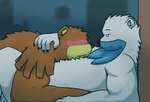 anthro biped black_nose blush brown_body brown_fur duo fur hug lying overweight white_body white_fur alfredblaze nintendo pokemon arti_(alfredblaze) ursi_(alfredblaze) beartic generation_2_pokemon generation_5_pokemon pokemon_(species) ursaring 2020