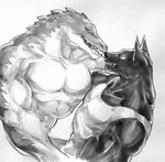 abs anthro biceps clothed clothing duo fur looking_at_another male male/male male_anthro muscular muscular_anthro muscular_male open_mouth pecs scales simple_background teeth topwear white_background etricronald league_of_legends riot_games tencent nasus_(lol) renekton anubian_jackal canid canine canis crocodile crocodilian humanoid jackal mammal reptile scalie black_and_white digital_media_(artwork) hi_res monochrome brother_(lore) brothers_(lore) incest_(lore) sibling_(lore)