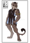 anthro armor biped border digitigrade female gladiator gladiatrix greek nipples roman scar scared simple_background solo standing tail text warrior white_border heskynn felid feline lion mammal pantherine prehistoric_species saber-toothed_tiger absurd_res full-length_portrait hi_res portrait url