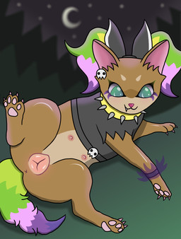animal_genitalia animal_vulva anus bone canine_genitalia canine_vulva collar ear_piercing ear_ring female feral fire genitals moon multi_nipple night nipples piercing plant ring_piercing shadow skull solo star tree vulva felidflora belinda_barks canid canine canis domestic_dog mammal hi_res