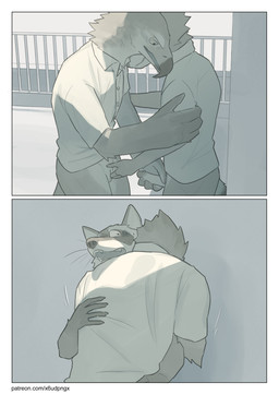 anthro anthro_on_anthro beak biped bodily_fluids bottomless bottomless_anthro bottomless_male cloacal cloacal_fingering clothed clothing duo fingering fingering_partner genitals hug humanoid_genitalia humanoid_penis interspecies male male/male penis sex sweat text whiskers pngx accipitrid accipitriform avian bird eagle mammal procyonid raccoon 2024 absurd_res comic digital_media_(artwork) hi_res url