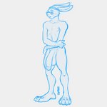 anthro big_feet big_penis feet genitals male penis shy solo standing modem_redpill nintendo pokemon sunny_flowers generation_8_pokemon pokemon_(species) scorbunny 1:1 2021 absurd_res blue_and_white hi_res monochrome sketch