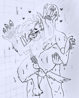 against_surface anal anal_penetration animal_genitalia animal_penis anthro anthro_penetrated canine_genitalia canine_penis digitigrade duo from_behind_position genitals hand_holding heart_symbol human_on_anthro human_penetrating human_penetrating_anthro interspecies male male/male male_penetrated male_penetrating male_penetrating_male on_glass penetration penile penile_penetration penis penis_in_ass penis_on_glass sex shower shower_sex thick_thighs wide_hips mhdrawin mythology anon wally_(mhdrawin) canid canine human mammal mythological_canine mythological_creature werecanid werecanine werecreature werewolf