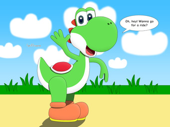 asking_viewer biped blue_eyes boots clothing cloud cloudy_sky footwear grass green_body looking_at_viewer male open_mouth path plant plantigrade pose shoes side_view simple_background sky solo speech_bubble standing talking_to_viewer text white_body cyrildraws mario_bros nintendo dinosaur green_yoshi prehistoric_species reptile scalie yoshi 2024 4:3 artist_name digital_drawing_(artwork) digital_media_(artwork) english_text flat_colors full-length_portrait hi_res portrait shaded signature