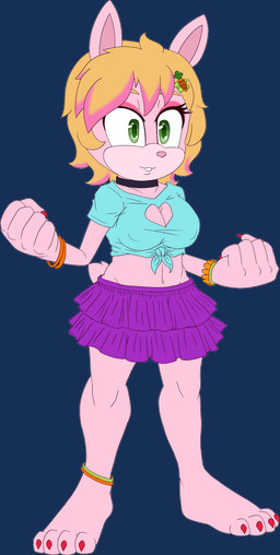 anthro big_breasts blonde_hair breasts colored_nails feet female fur hair nails nipple_outline pink_body pink_fur pose smile solo anonymous_artist sega sonic_the_hedgehog_(series) fan_character milky_rivas lagomorph leporid mammal rabbit alpha_channel hi_res
