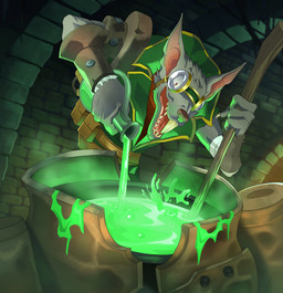 anthro armor belt brewing brick brick_wall buckteeth claws clothing fangs fur gauntlets gloves green_body green_fur handwear holding_object holding_stick insane male open_mouth open_smile pink_eyes potion sewer sharp_teeth smile solo stick teeth tongue underground wall_(structure) piratesylph league_of_legends riot_games tencent twitch_(lol) mammal murid murine rat rodent 2023 hi_res